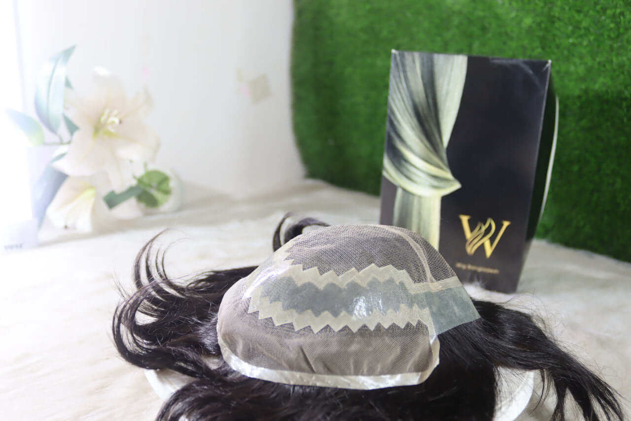 Men's Zara Wig by Wig Bangladesh displayed with natural human hair wig for men and stylish packaging.