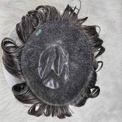Virgin Human Hair Wig for Men, Replacement Hairpiece, Ultra Thin Skin, Natural Hairline, Undetectable Microskin Base, 100%