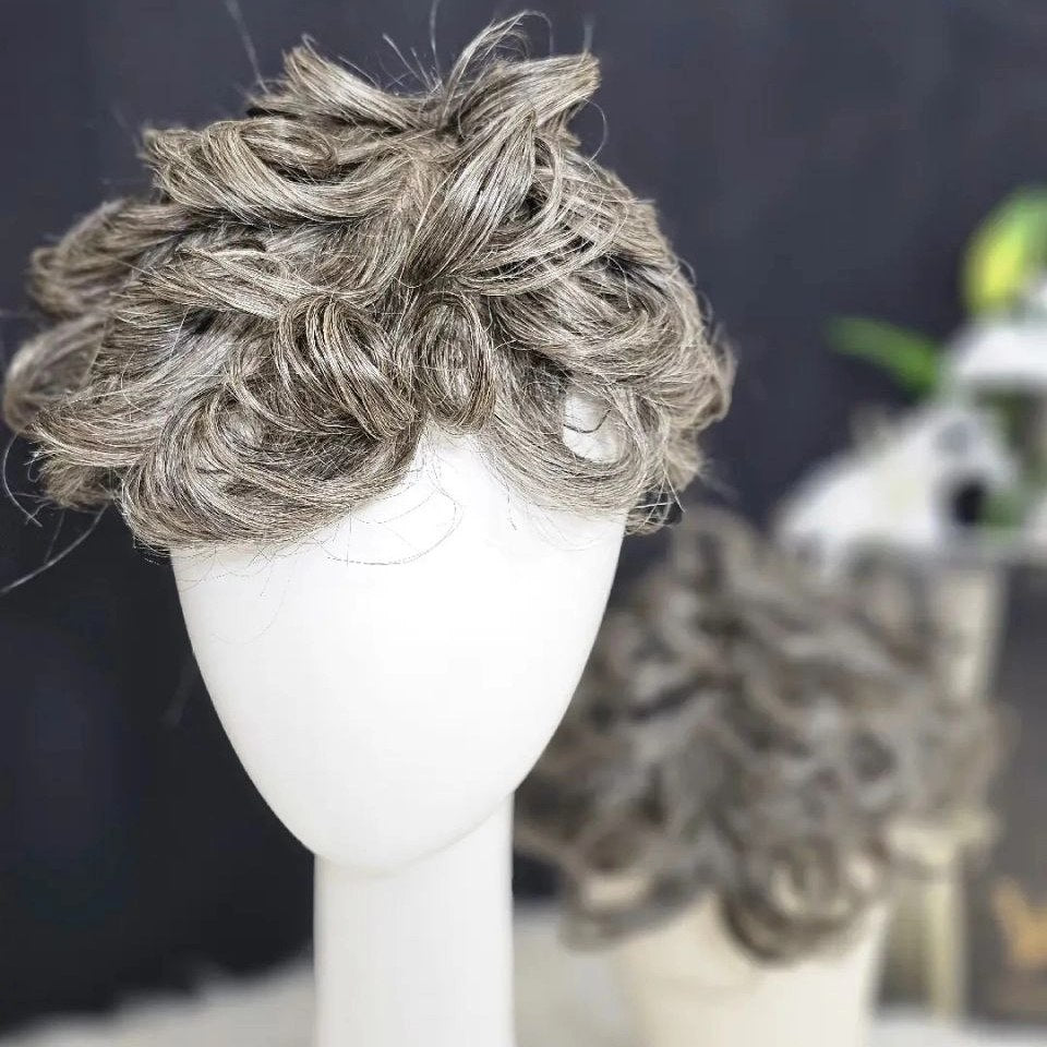 Men‘s Toupee Wigs Natural Human Hair Pieces Full Skin System Micro skin Capillary Prosthesis