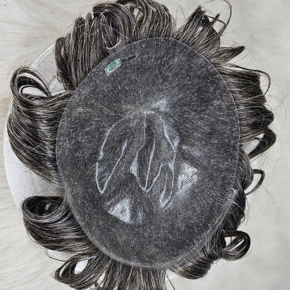 Men‘s Toupee Wigs Natural Human Hair Pieces Full Skin System Micro skin Capillary Prosthesis