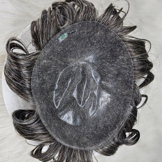 Men‘s Toupee Wigs Natural Human Hair Pieces Full Skin System Micro skin Capillary Prosthesis