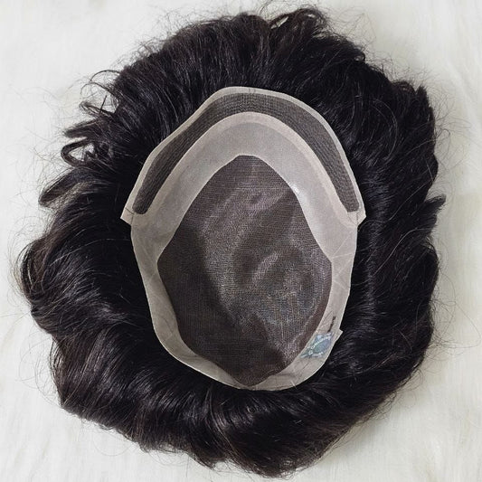 Toupee for Men men hair pieces Mono Toupee Human Hair Replacement System 100% European Real Human Hair Men Lace Hair System Fine Mono Front Lace with PU Around