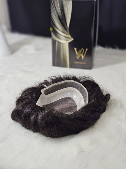 Pelucas para hombres, postizos de hombre, postizos Mono, sistema de reemplazo de cabello humano 100% cabello humano real europeo, sistema de cabello de encaje para hombres, Mono fino, encaje frontal con PU alrededor