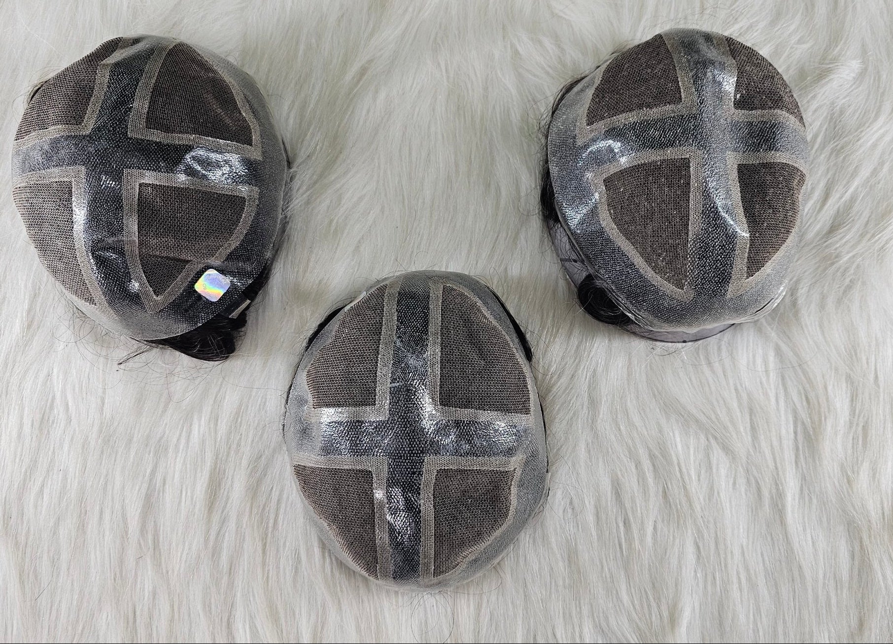 showcase of 3 wigs top view X-Top Hair patch System provides a realistic hairline, natural movement, and versatile styling options.