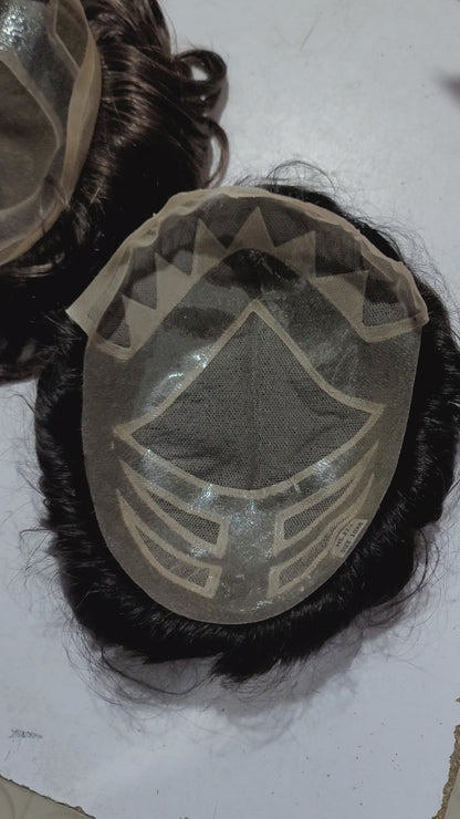 Zigzag Mono Hair System | Breathable Men's Toupee with PU Perimeter | 100% Human Hair