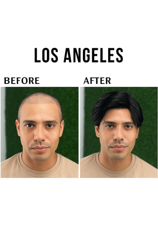 Front view of the Los Angeles men’s lace hair system with natural waves