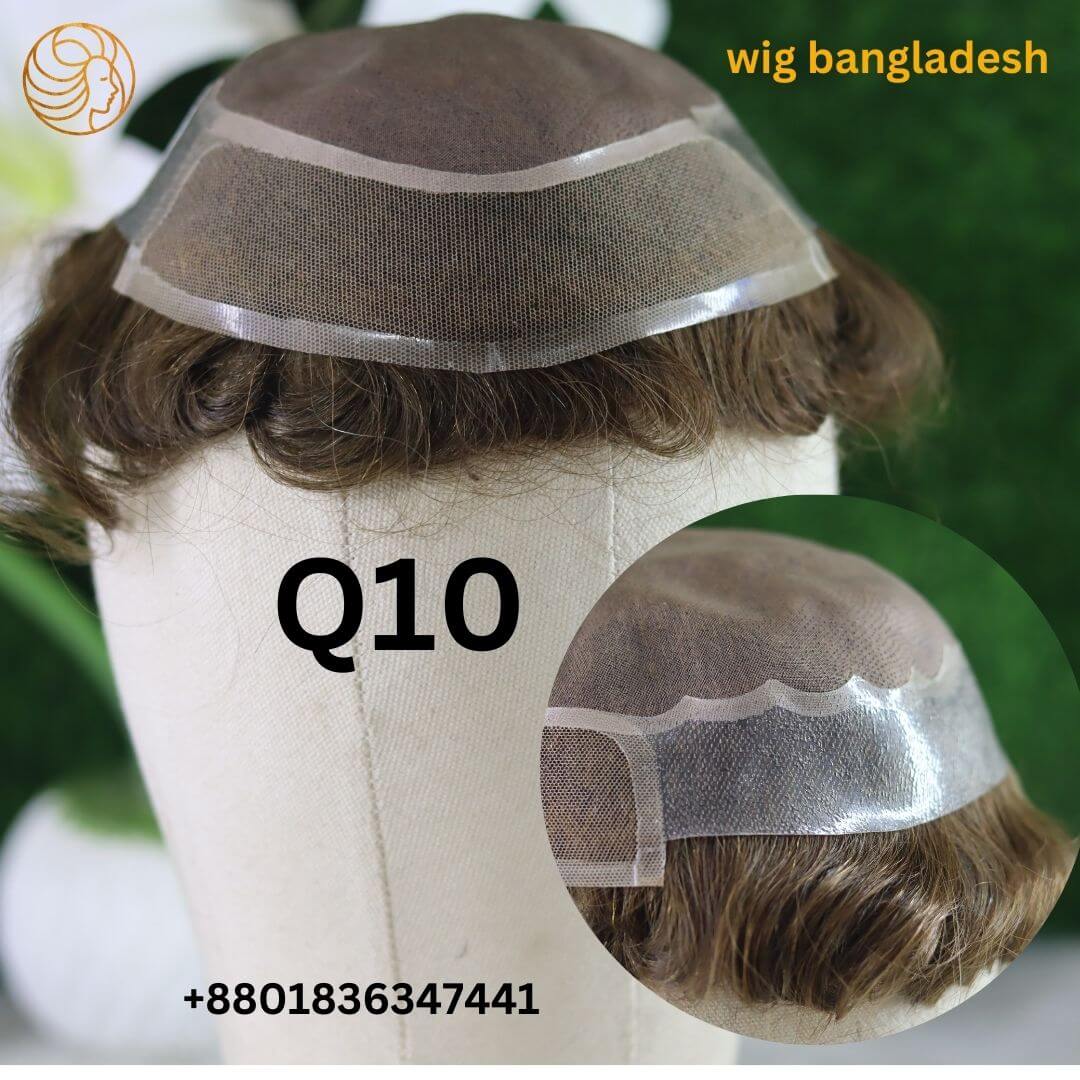 Q10 Men’s Wig – Natural Hairline & 100% Human Hair showing detailed structure and natural appearance.