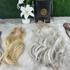 Mid-length silk base hair topper made from real human hair for women