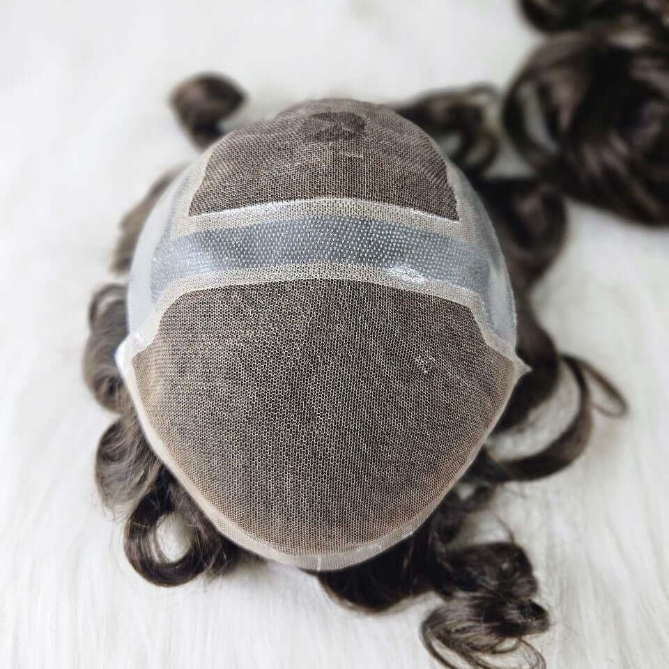 SP Mono and 64 net Hair System shown, a premium men's hair toupee with breathable HD construction.