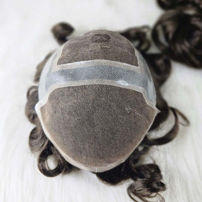 SP Mono and 64 net Hair System shown, a premium men's hair toupee with breathable HD construction.