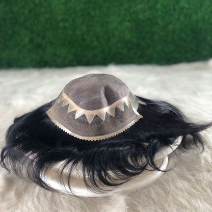 Front view of Zigzag Mono Hair System made with 100% human hair by Wig Bangladesh.