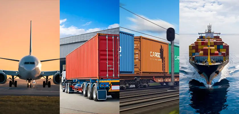 Air, road, rail and sea shipping methods